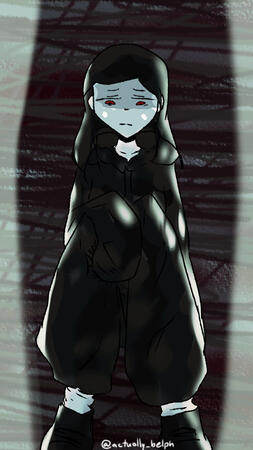A drawing of an emo girl (my classmate uses this on his phone)